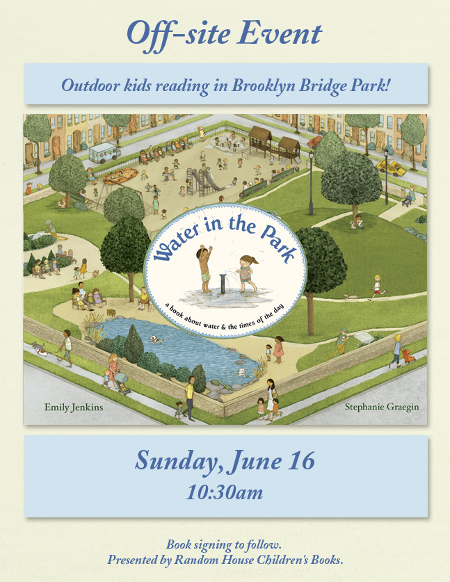 An outdoor kids reading in Brooklyn Bridge Park…Water in the Park