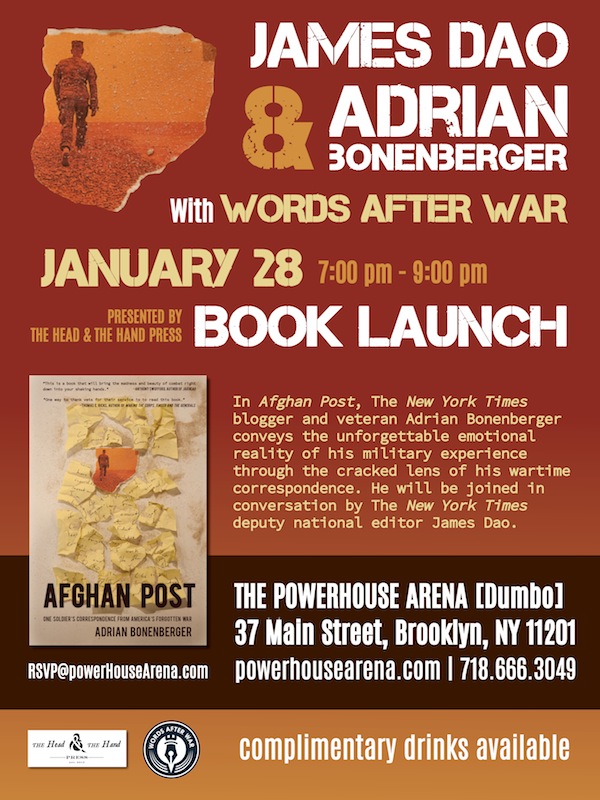 Book Launch: Afghan Post by Adrian Bonenberger, with The New York Times' deputy national editor James Dao