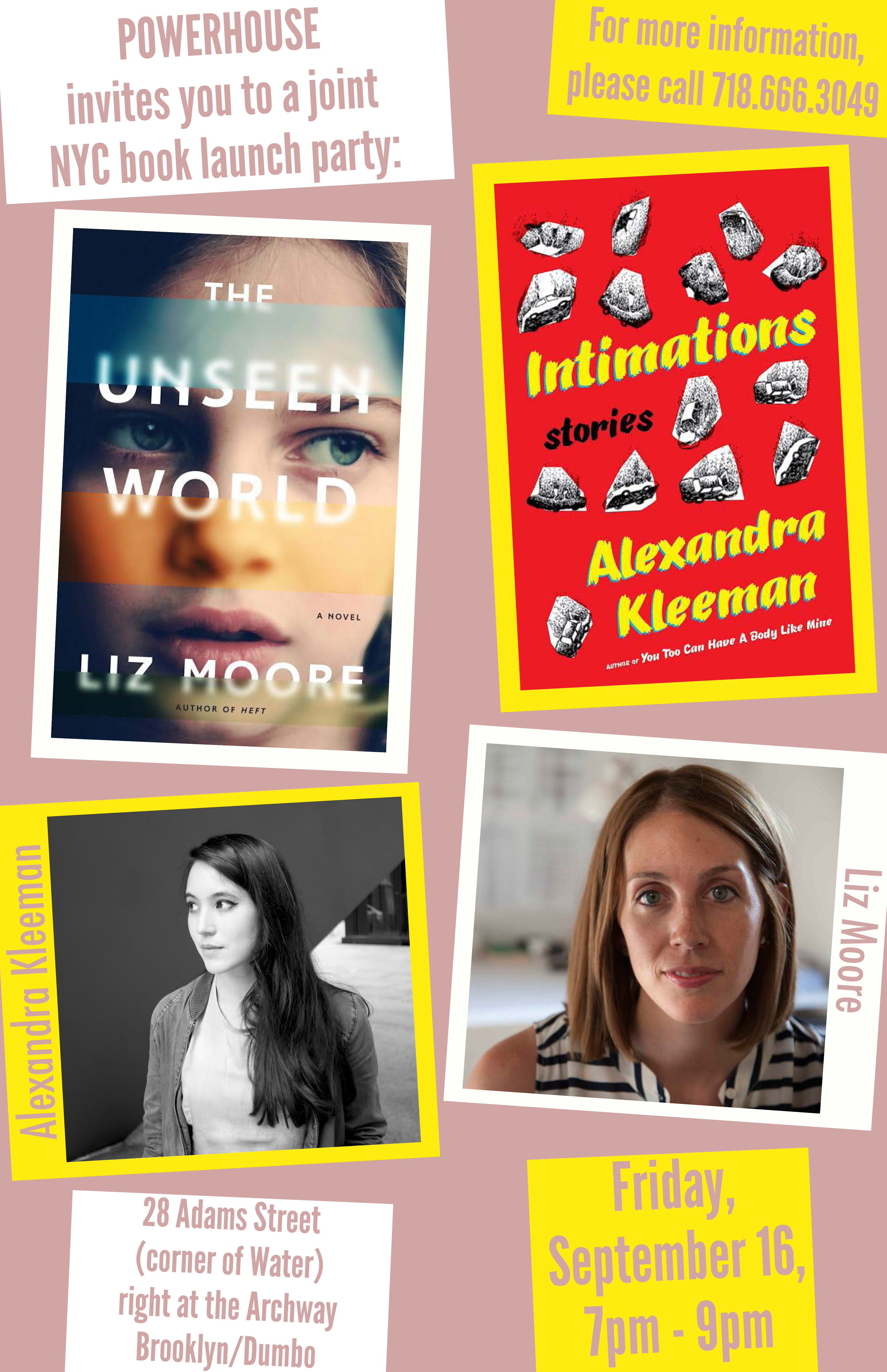 Joint Book Launch: Intimations by Alexandra Kleeman and And The Unseen World by Liz Moore