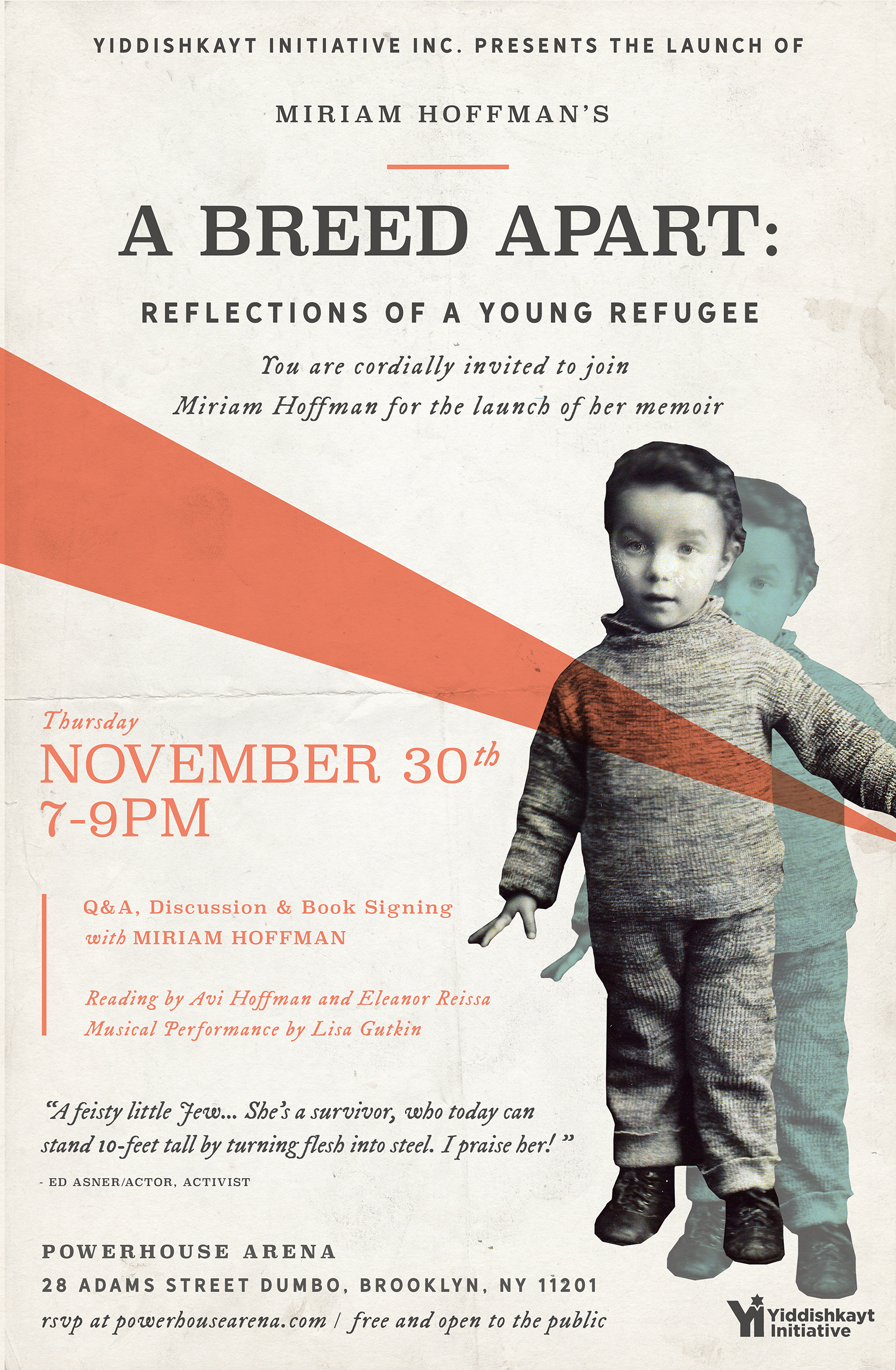 Book Launch: A Breed Apart: Reflections of a Young Refugee by Miriam Hoffman — in conversation w/ Avi Hoffman, feat. Lisa Gutkin & Eleanor Reissa