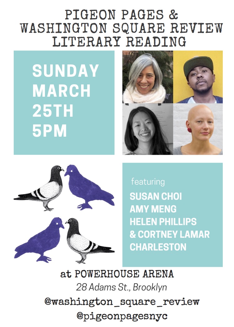 Pigeon Pages Literary Reading: Featuring Susan Choi, Helen Philips, Courtney Lamar Charleston & Amy Meng — Hosted by Alisson Wood