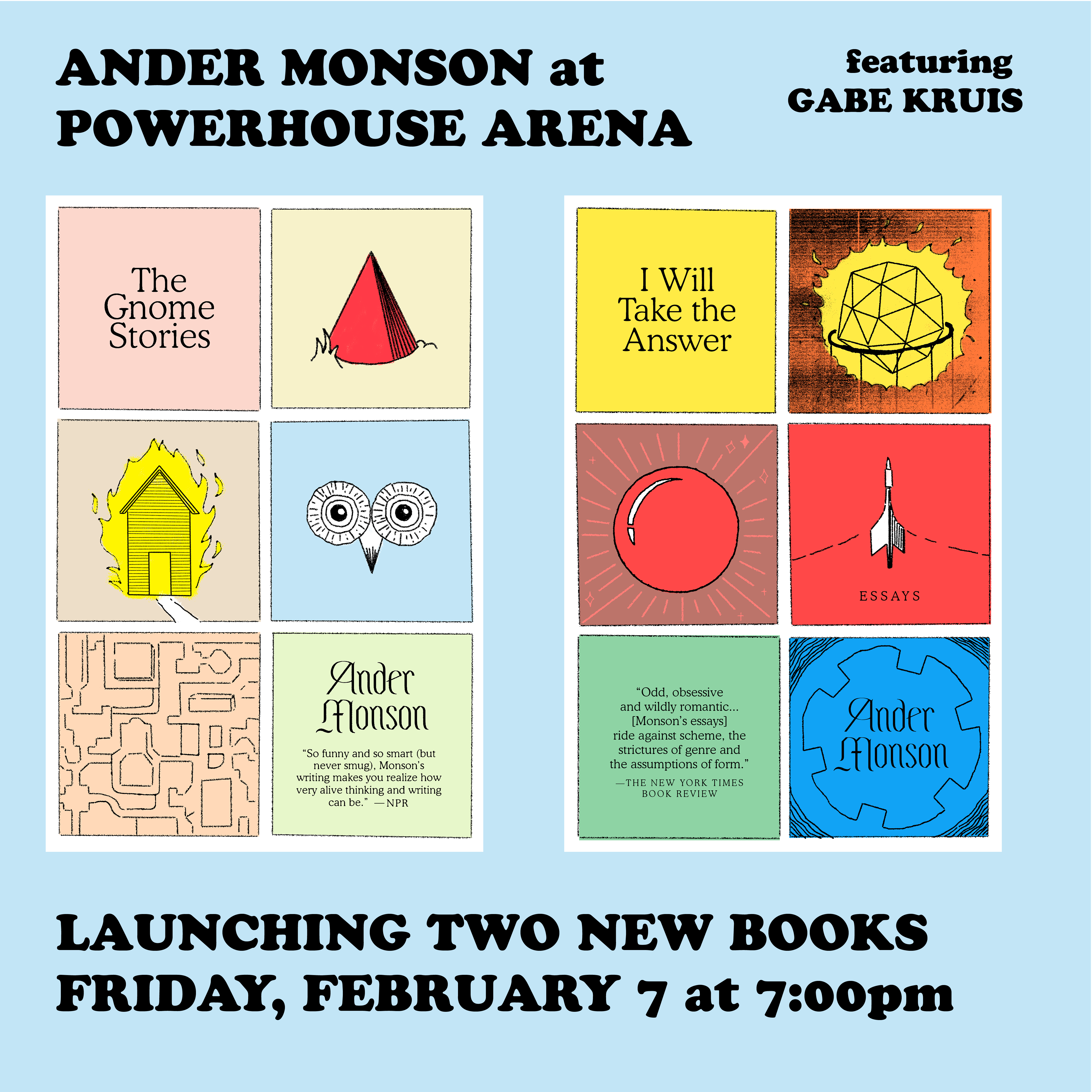 Book Launch: The Gnome Stories and I Will Take The Answer by Ander Monson in conversation with Gabe Kruis