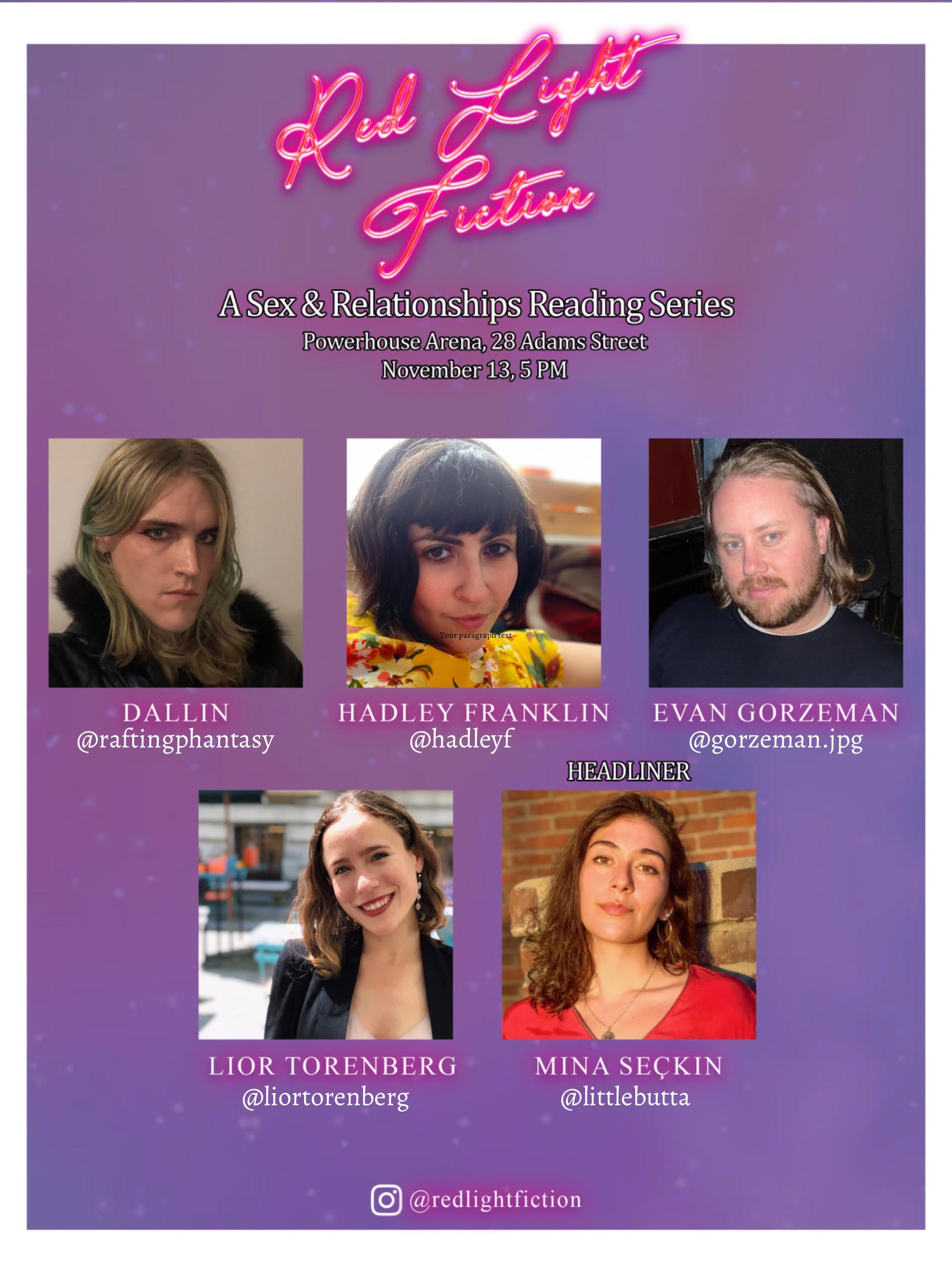 Red Light Fiction featuring Hadley Franklin, Evan Gorzeman, Dallin, Lior Torenberg, and Mina Seckin!