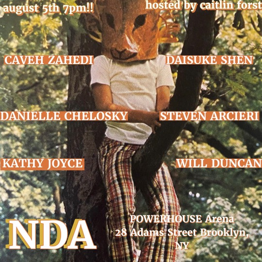NDA Autofiction Reading Series featuring Caveh Zahedi, Daisuke Shen, Danielle Chelosky, Steven Arcieri, Kathy Joyce and Will Duncan
