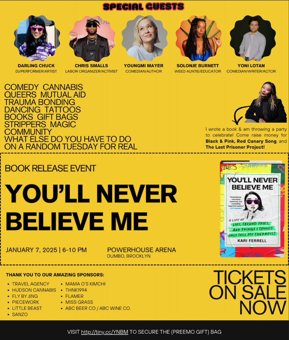 Book Launch: You'll Never Believe Me by Kari Ferrell