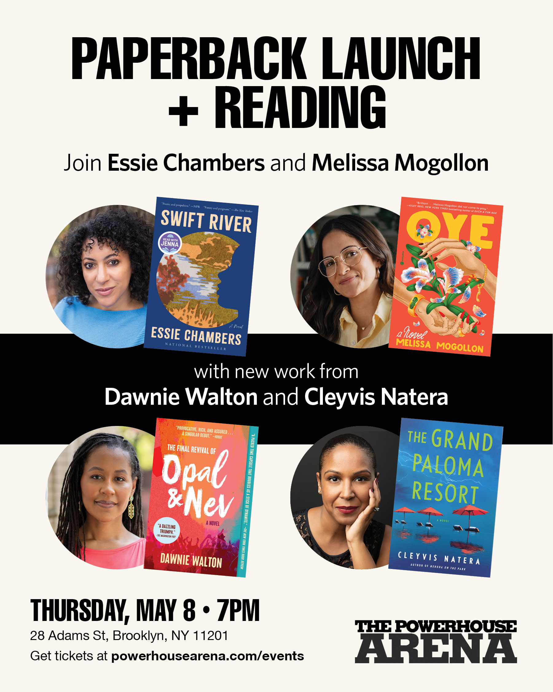 Reading and Paperback Launch: Swift River by Essie Chambers & Oye by Melissa Mongollon with Dawnie Walton and Cleyvis Naterra
